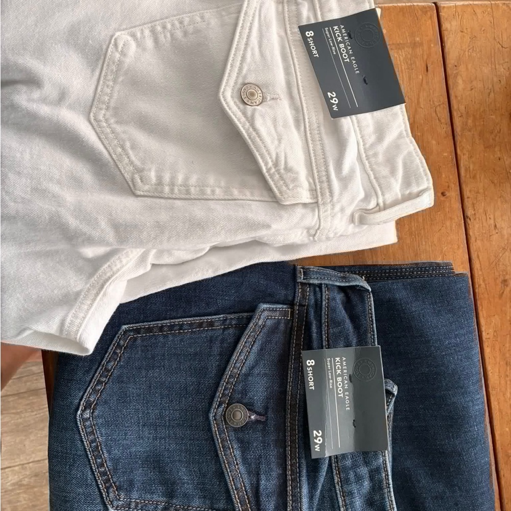 American Eagle Outfitters Women's Kick Boot Cut Jeans NWT - White & Dark Blue